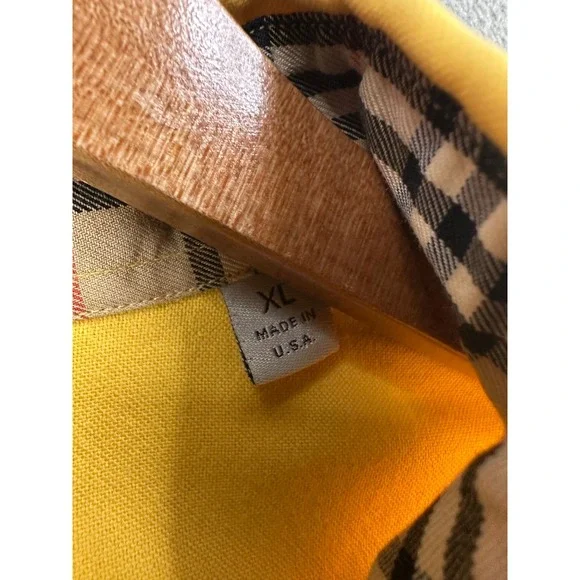 Burberry Shirt Mens XL Yellow Nova Check Flip Cuff Quiet Luxury Designer - Picture 9 of 9